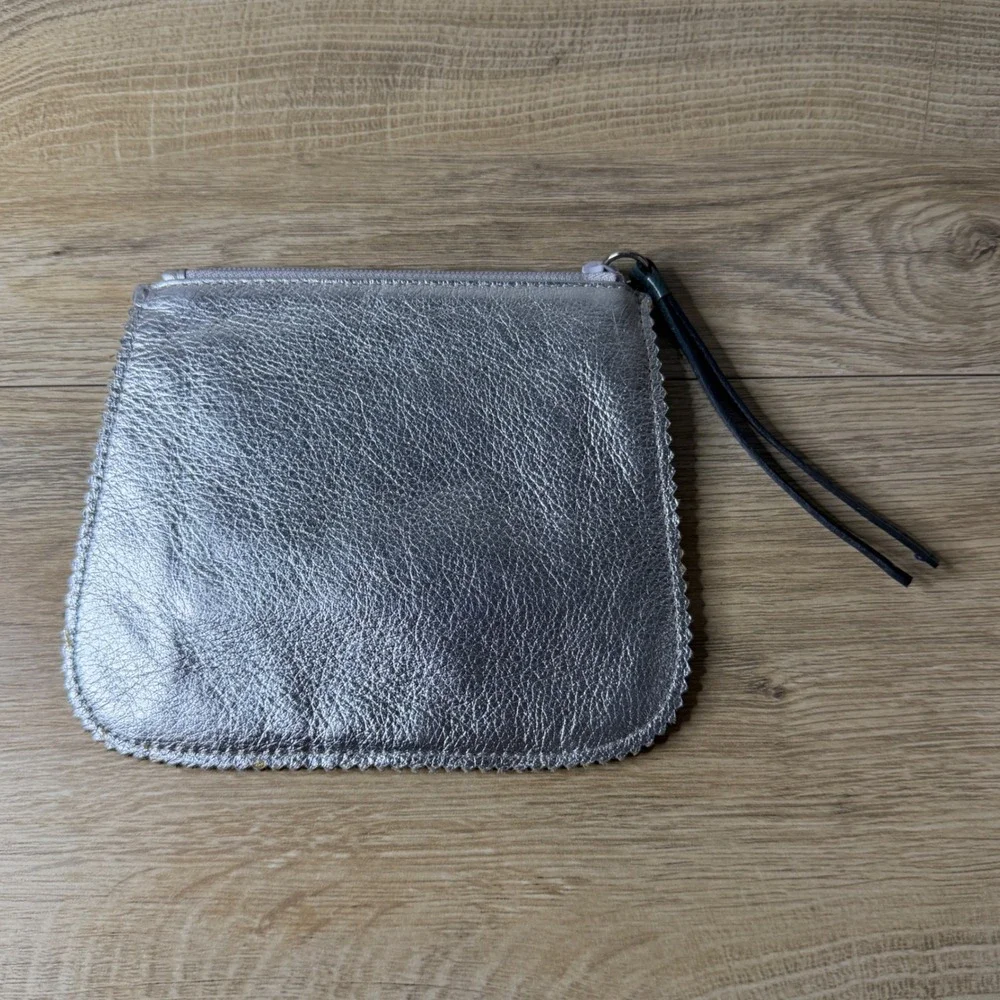 Brighton Silver Wristlet Pouch Heart Cutout Boho‎ Festival Glam Organizer Bag